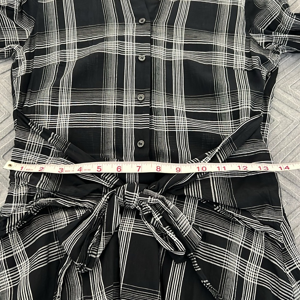 1.State Plaid Asymmetrical Dress with Tie Waist - Picture 11 of 13